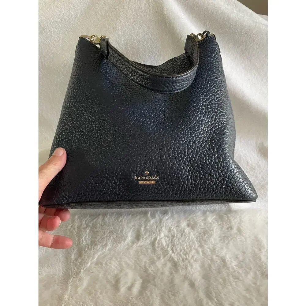 NWOT new Kate Spade Black Pebbled Leather Shoulder Bucket Bag